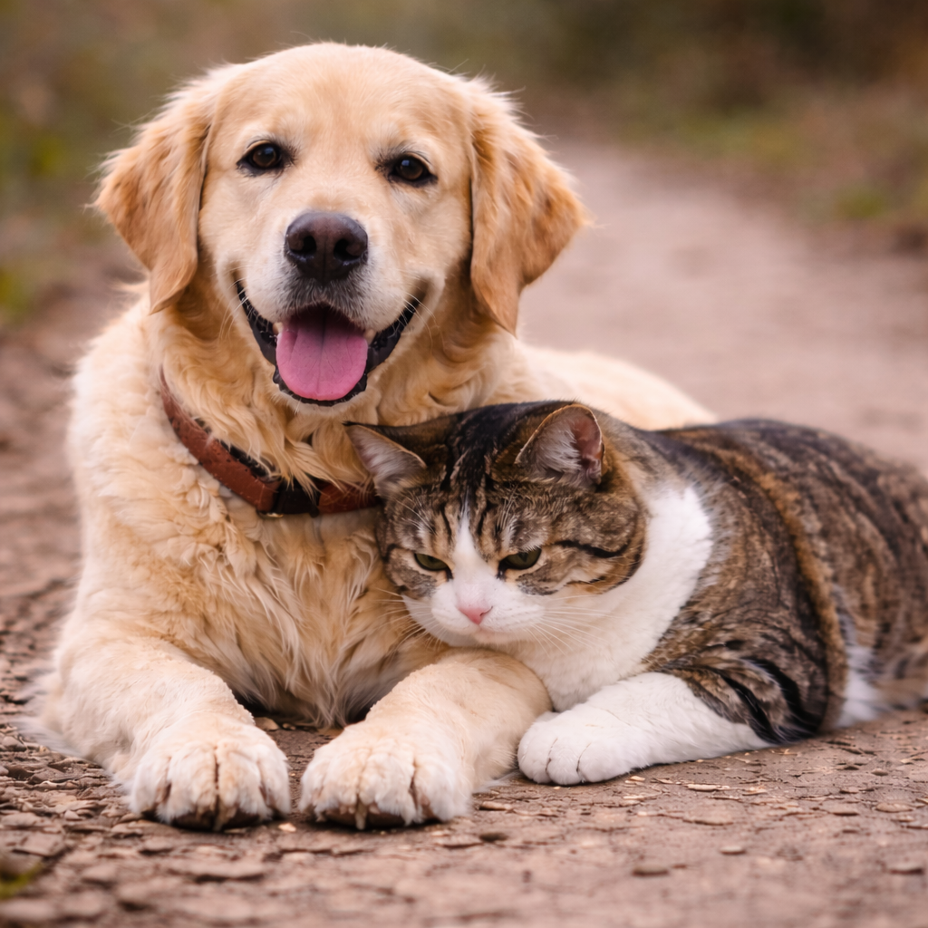 Pes a kočka před podporou